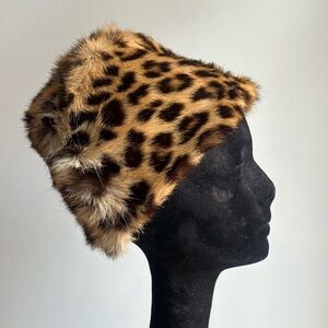 1960s Vintage Leopard Print Genuine Fur Hat
